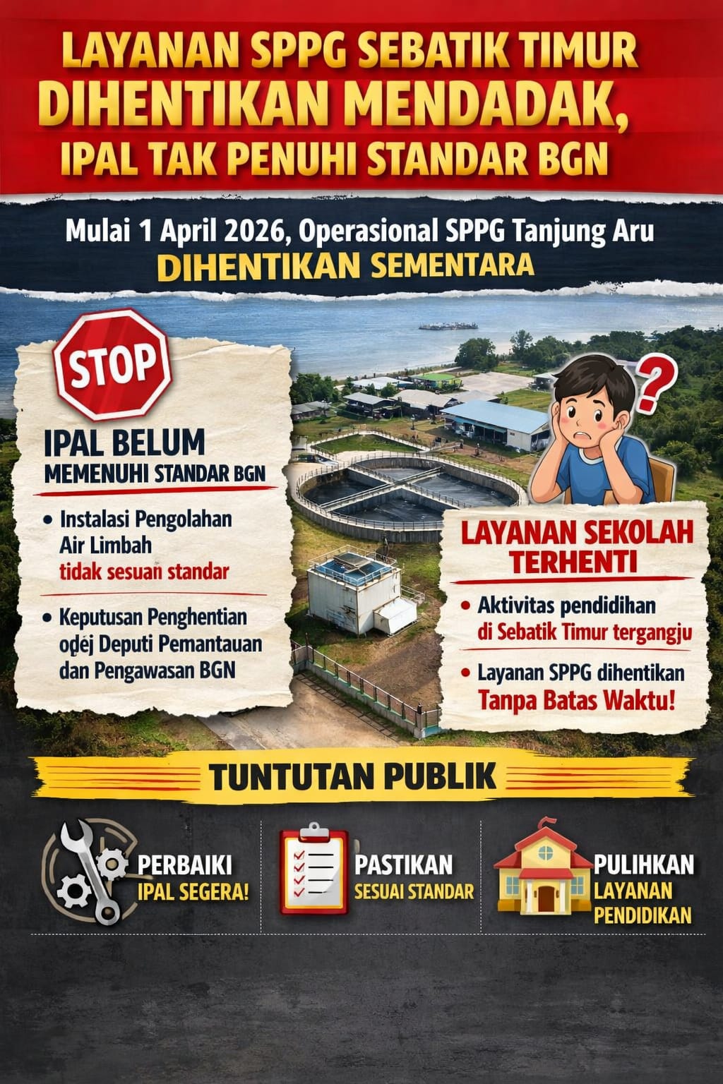 Layanan SPPG Sebatik Timur Dihentikan Mendadak, IPAL Tak Penuhi Standar BGN