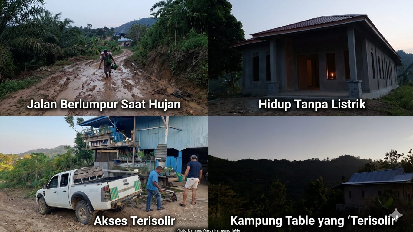 40 KK Kampung Table “Terisolir”Hidup Tanpa Listrik, Jalan Berlumpur Saat Hujan