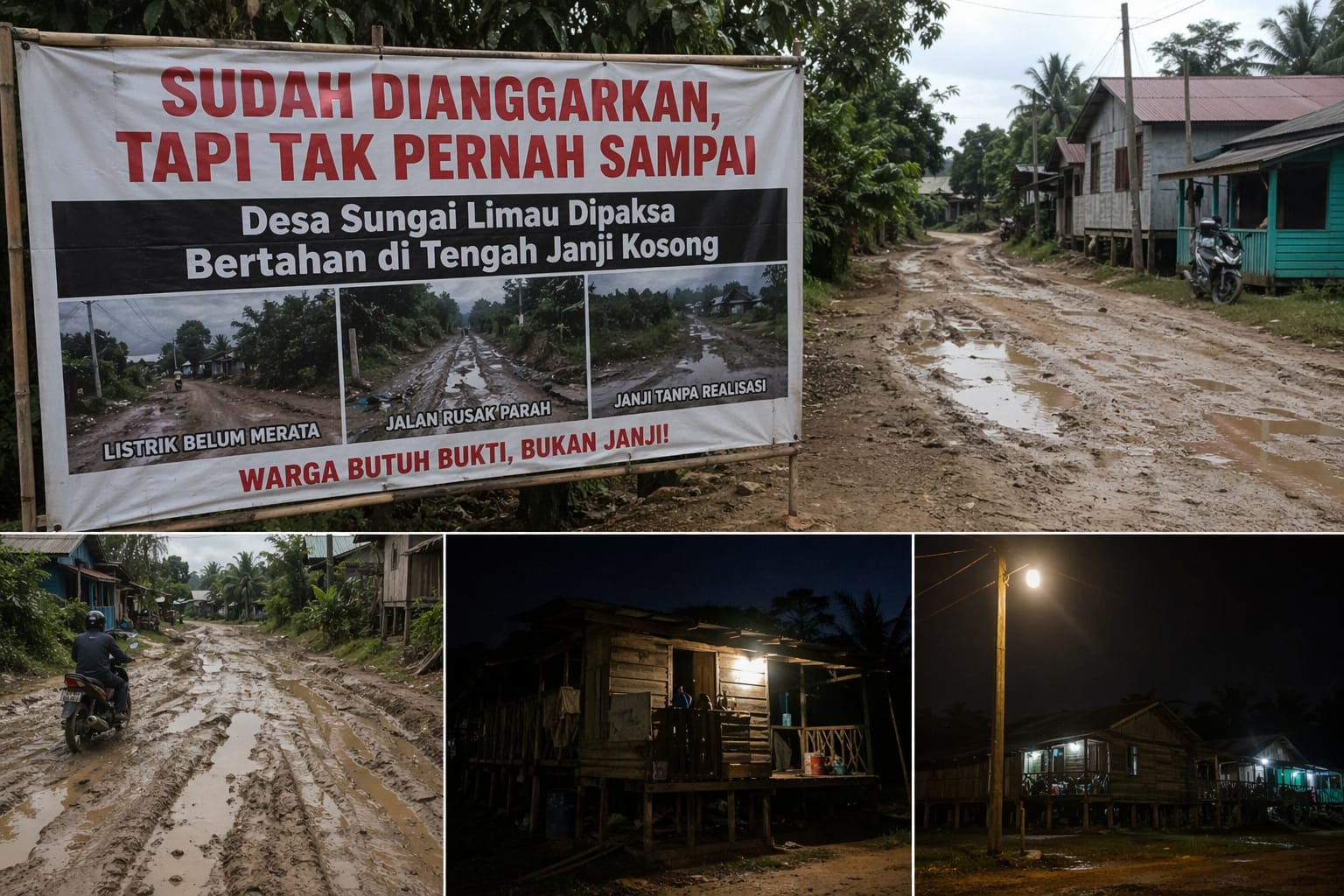 Janji Tinggal Janji, Beberapa Wilayah di Desa Sungai Limau Masih Gelap dan Terisolir Meski Anggaran Disebut Sudah Ada
