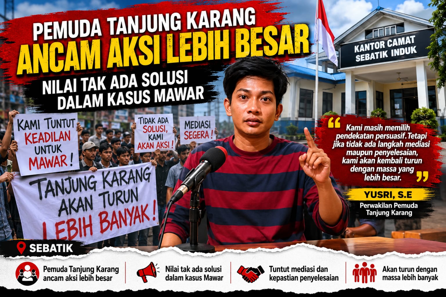 Pemuda Tanjung Karang Ancam Aksi Lebih Besar, Nilai Tak Ada Solusi dalam Kasus Mawar